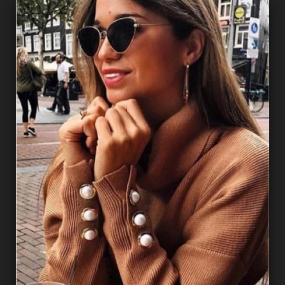 NWT Blogger Favorite Zara Pearl Camel Sweater - Picture 3 of 5
